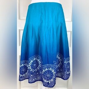 Jones New York Signature Pleated and Lined Ombré Blue Skirt w/ Side Zipper